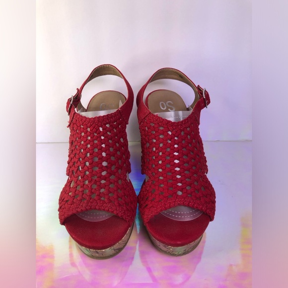 SO Vibrant Red Woven Wedges - Picture 5 of 16